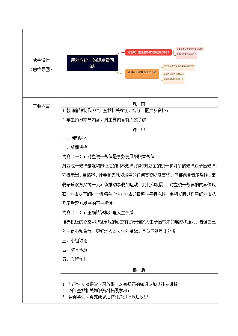 部编高教版2023 中职哲学与人生 第6课 《用对立统一的观点看问题》课件＋教案02