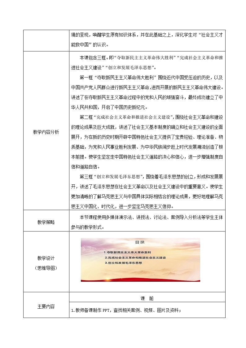 部编高教版2023 中职政治 中国特色社会主义第1讲 《社会主义在中国的确立与探索》 教案02