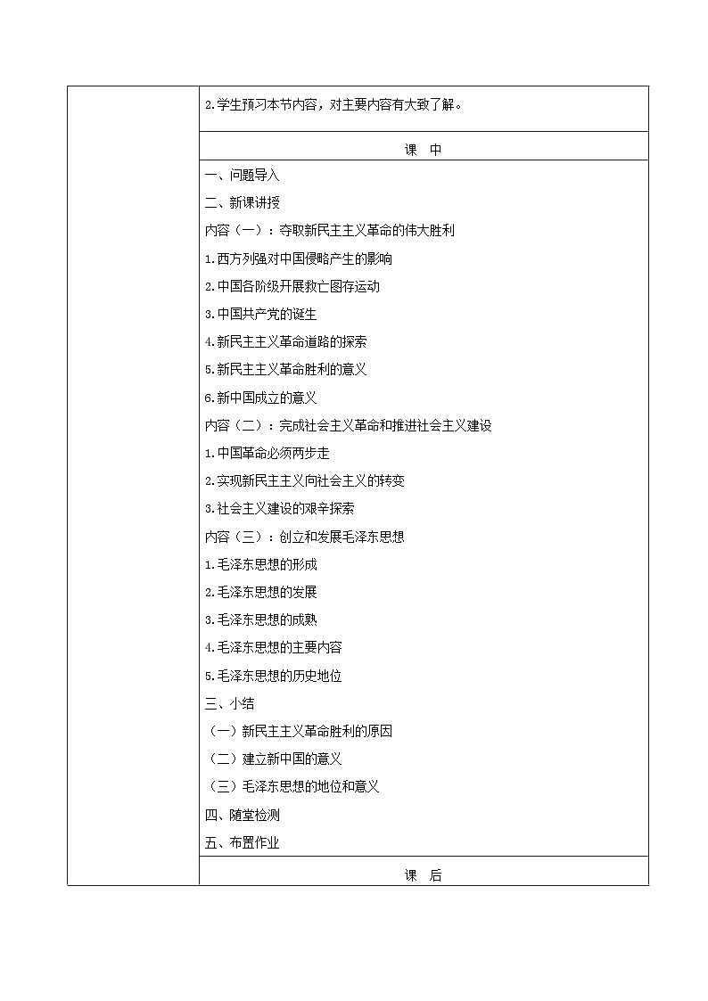 部编高教版2023 中职政治 中国特色社会主义第1讲 《社会主义在中国的确立与探索》 教案03
