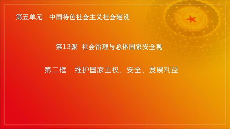 第13课《社会治理与总体国家安全观》第2框《维护国家主权、安全、发展利益》课件 2023-2024学年 中职高教版（2023）中国特色社会主义02