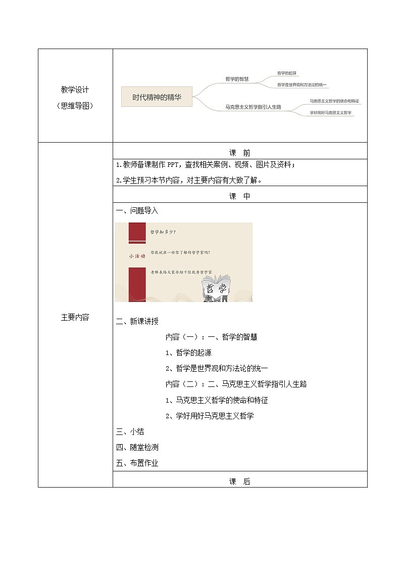 【2023部编高教版】中职思想政治 哲学与人生 第一课 时代精神的精华 教案02