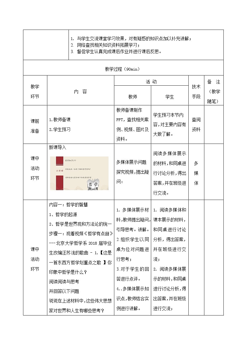 【2023部编高教版】中职思想政治 哲学与人生 第一课 时代精神的精华 教案03