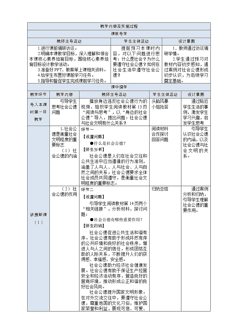 部编高教版2023 中职职业道德与法治第2课第1课时《做讲社会公德的好公民》教案第2页