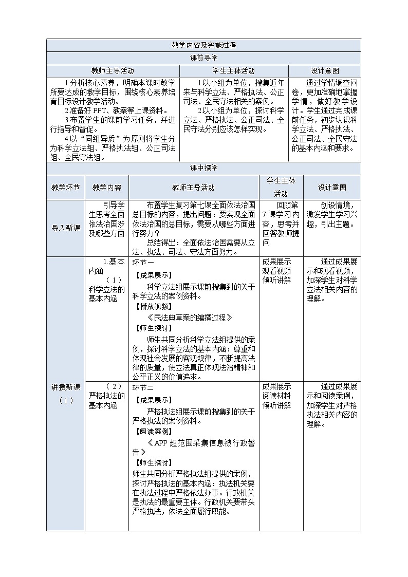 部编高教版2023 中职职业道德与法治第8课第1课时《科学立法、严格执法、公正司法、全民守法》教案02
