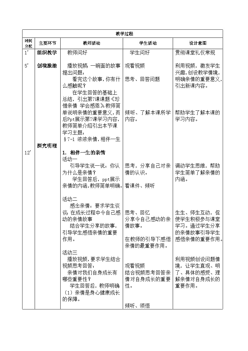 第7课 珍惜亲情 学会感恩 第一框（教案）-【中职专用】高一思想政治《心理健康与职业生涯》02