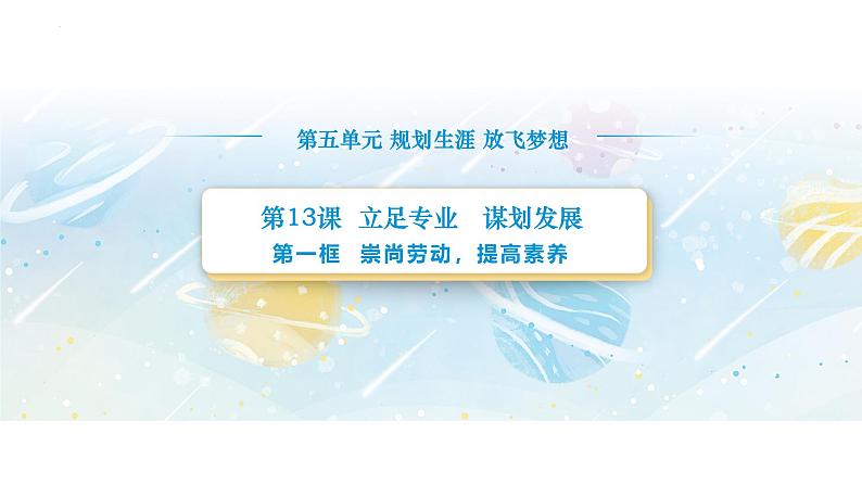 【中职专用】思想政治《心理健康与职业生涯》（高教版2023）13.1 崇尚劳动，提高素养（教学课件）第1页