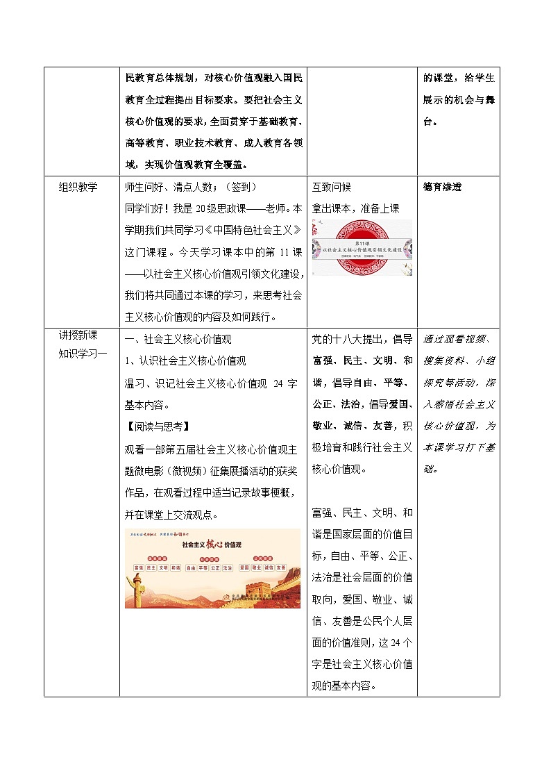 第十一课 以社会主义核心价值观引领文化建设（教案）-【中职专用】2024-2025学年中职思想政治《中国特色社会主义》第3页