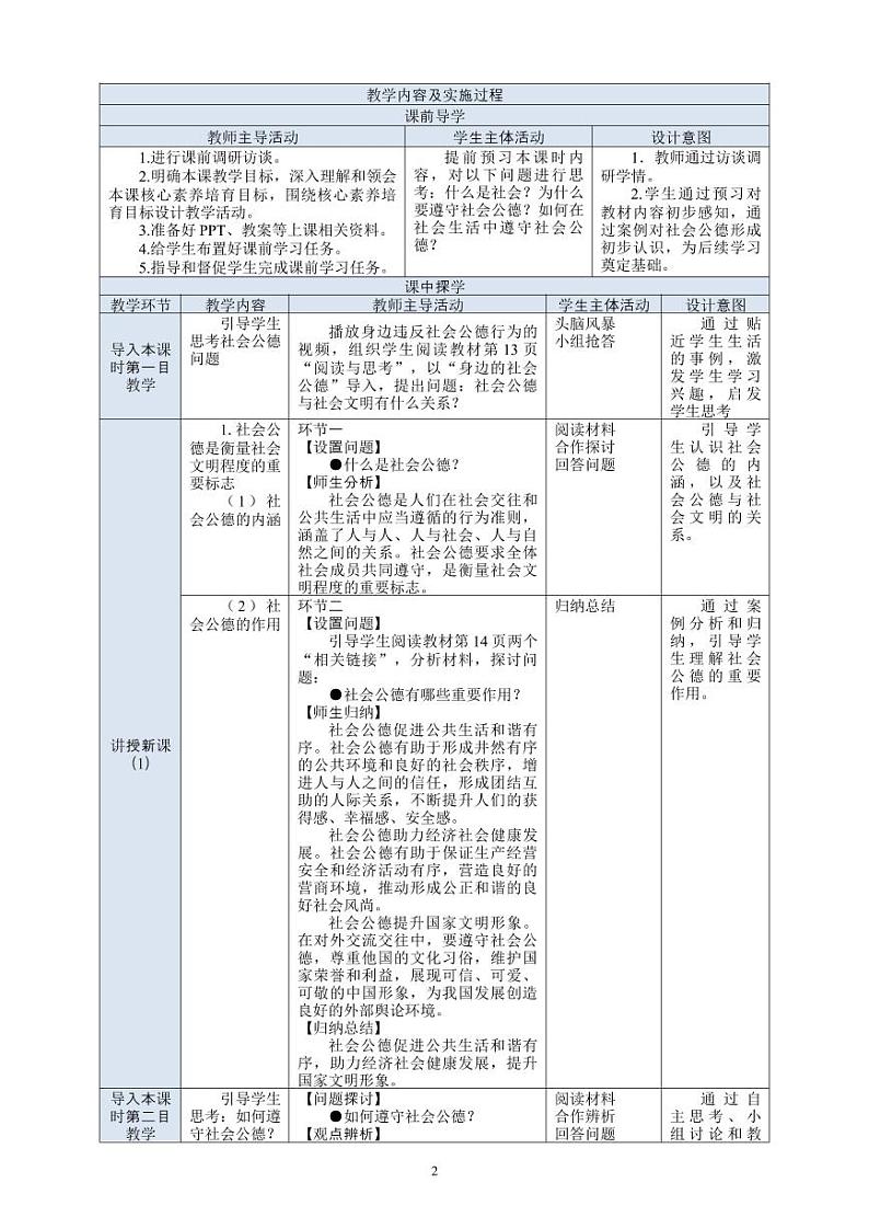 4.职业道德与法治第2课 让美德照亮幸福人生 一、做讲社会公德的好公民教案第2页