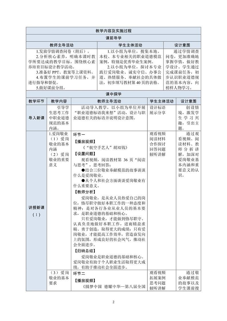 9.职业道德与法治第4课第一框《职业道德规范的主要内容》教案第2页