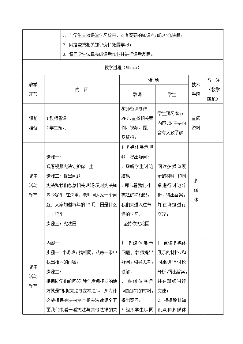 第九课 坚持依宪治国（教案）-【中职专用】中职思想政治《职业道德与法治》教案（高教版2023基础模块）第3页