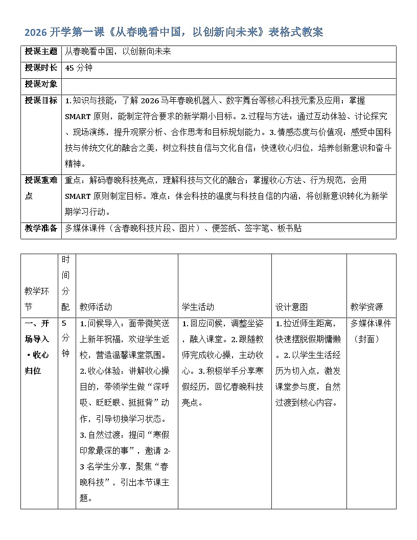 2026开学第一课教案第1页
