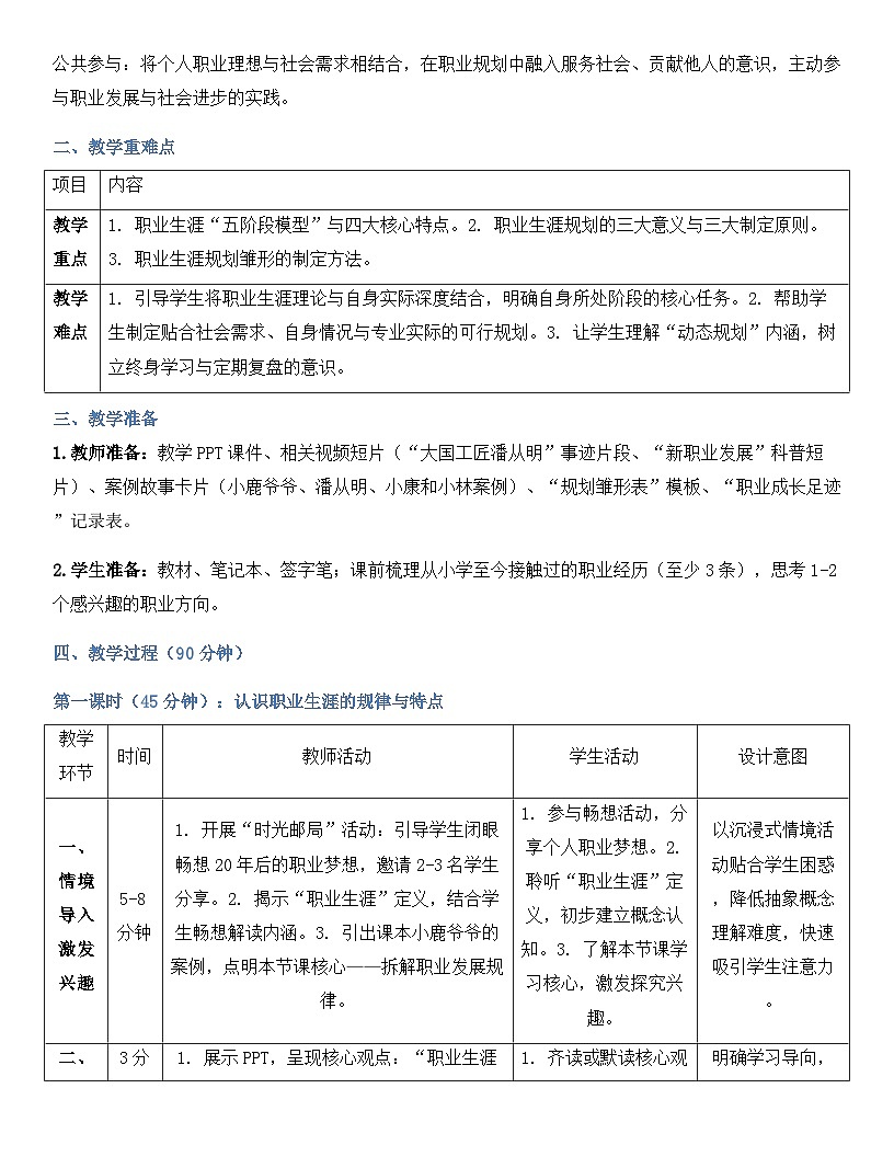 第二课 生涯规划 筑梦未来 教案-【2023部编高教版】中职思想政治 心理健康与职业生涯第2页