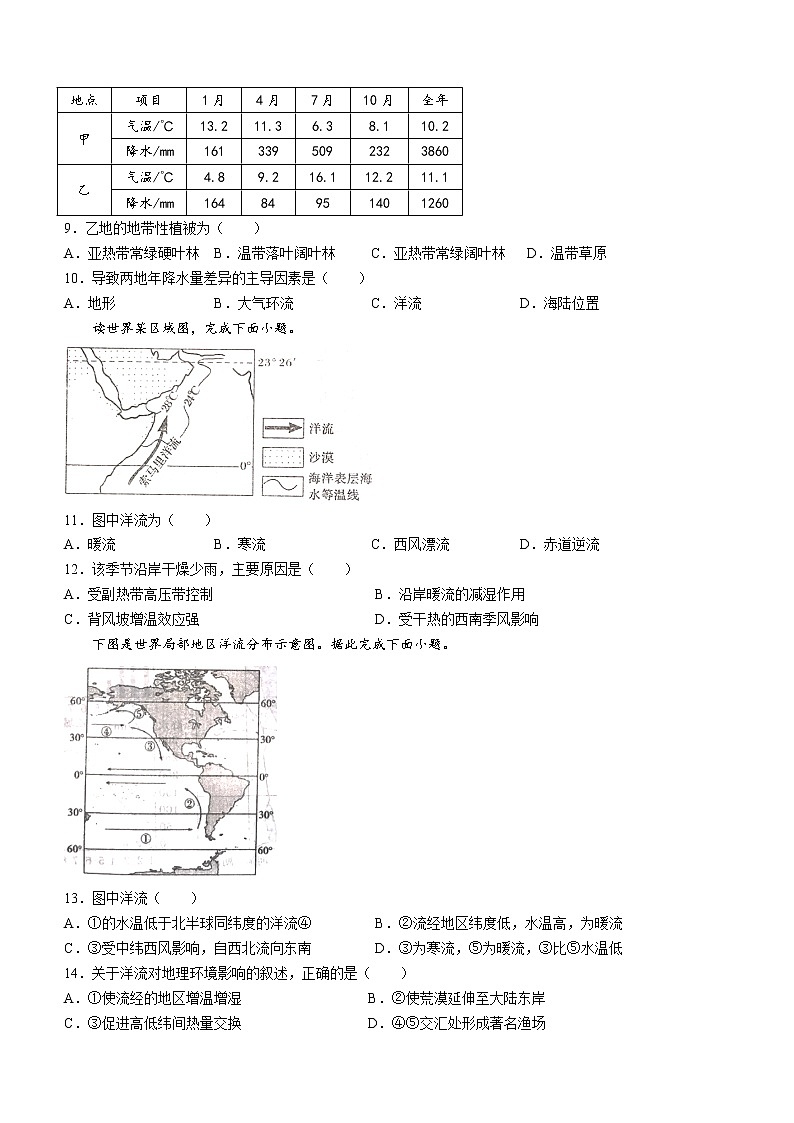2023南阳一中校上期高二开学考试地理试题含答案03