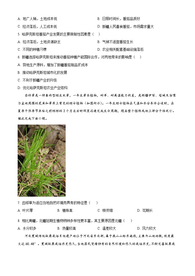 2024长沙长郡中学高二上学期入学考试（暑假作业检测）地理试题含解析02