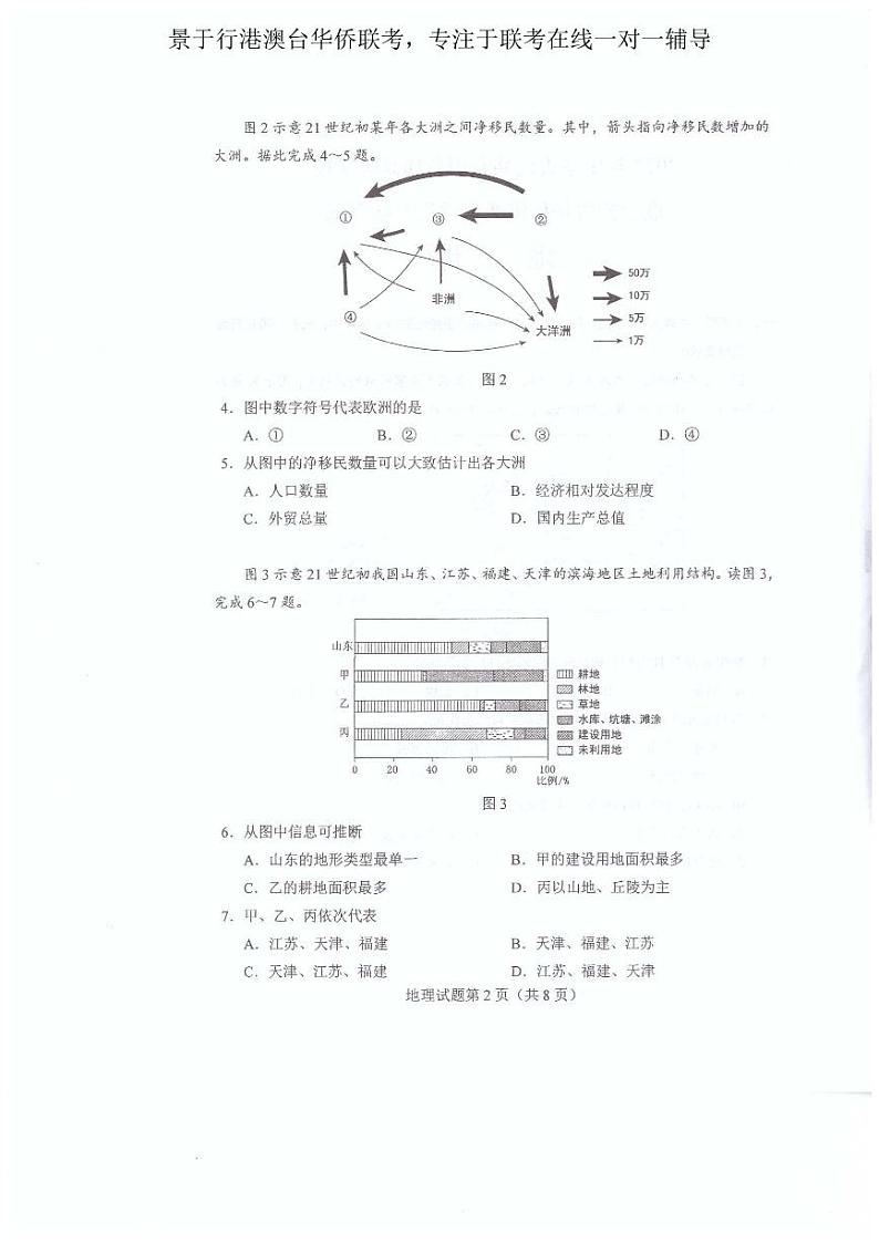 2022年港澳台华侨生联考地理试卷第3页