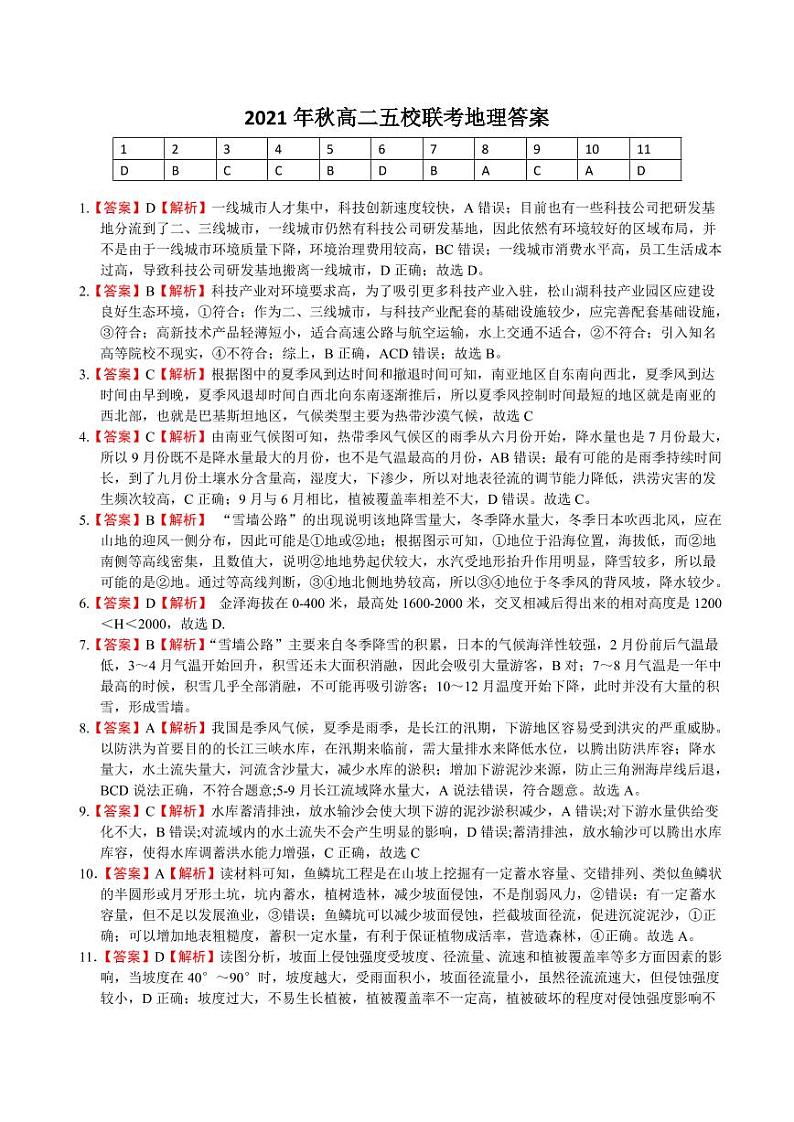 2021年秋高二五校联考文综答案第1页