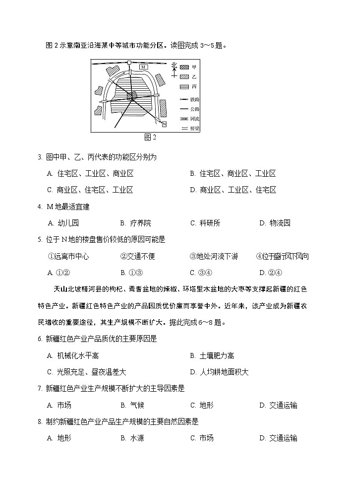 2021眉山高一下学期期末文科综合试题含答案02