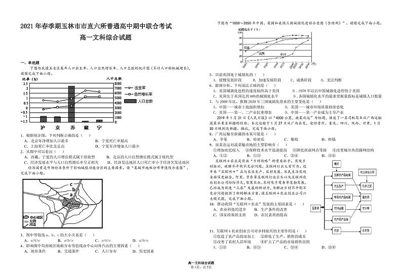 2021玉林直六所普通高中高一下学期期中联合考试文综试卷PDF版含答案第1页