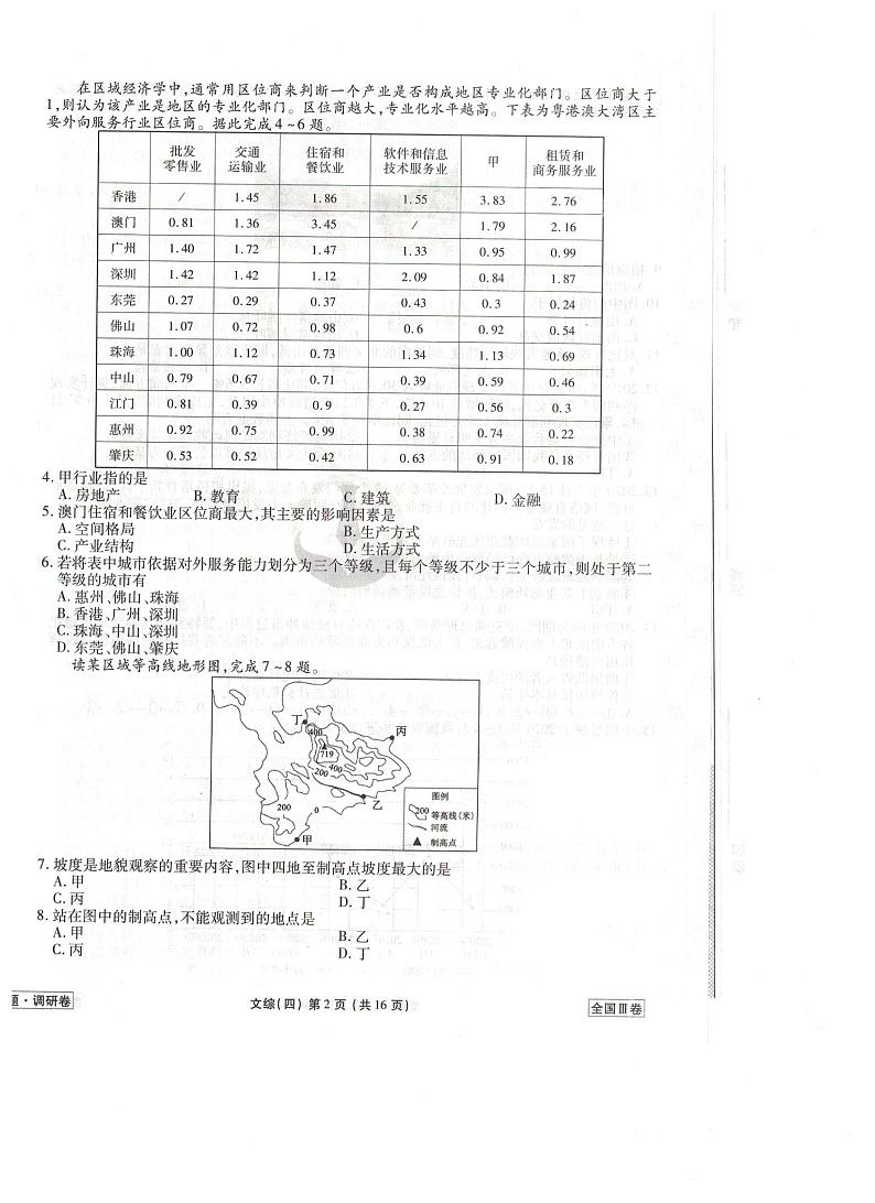2021全国卷Ⅲ衡水金卷先享题信息卷（四）文综试题扫描版含解析第2页