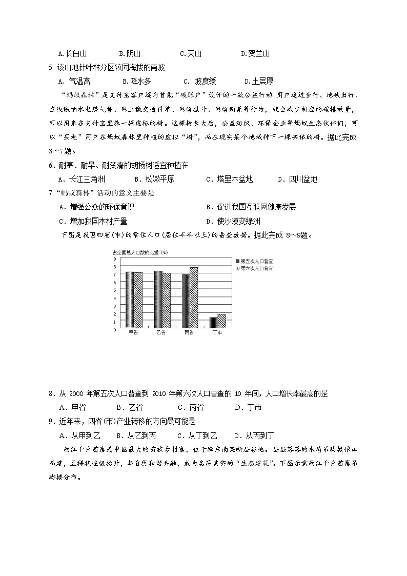 2021眉山高二上学期期末考试文科综合试题含答案第2页