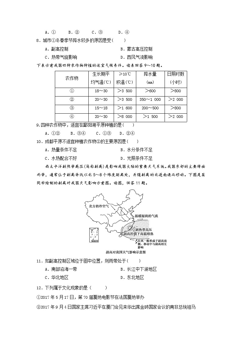 2020四川省三台中学实验学校高二上学期开学考试文综试题含答案第3页
