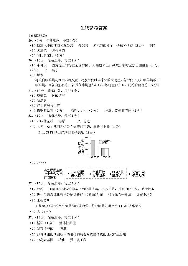 生物参考答案第1页