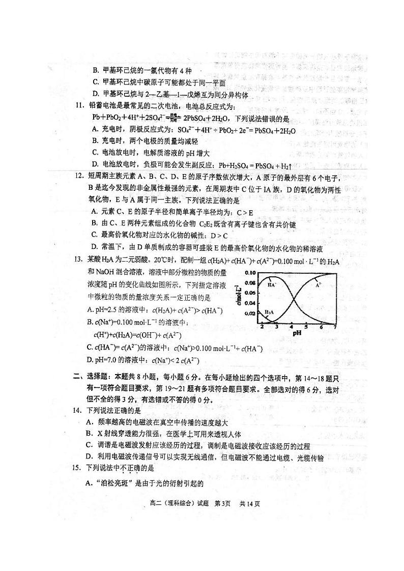 四川省眉山市东坡区多悦高中2019-2020学年高二5月月考（期中）理科综合试题 PDF版含答案第3页