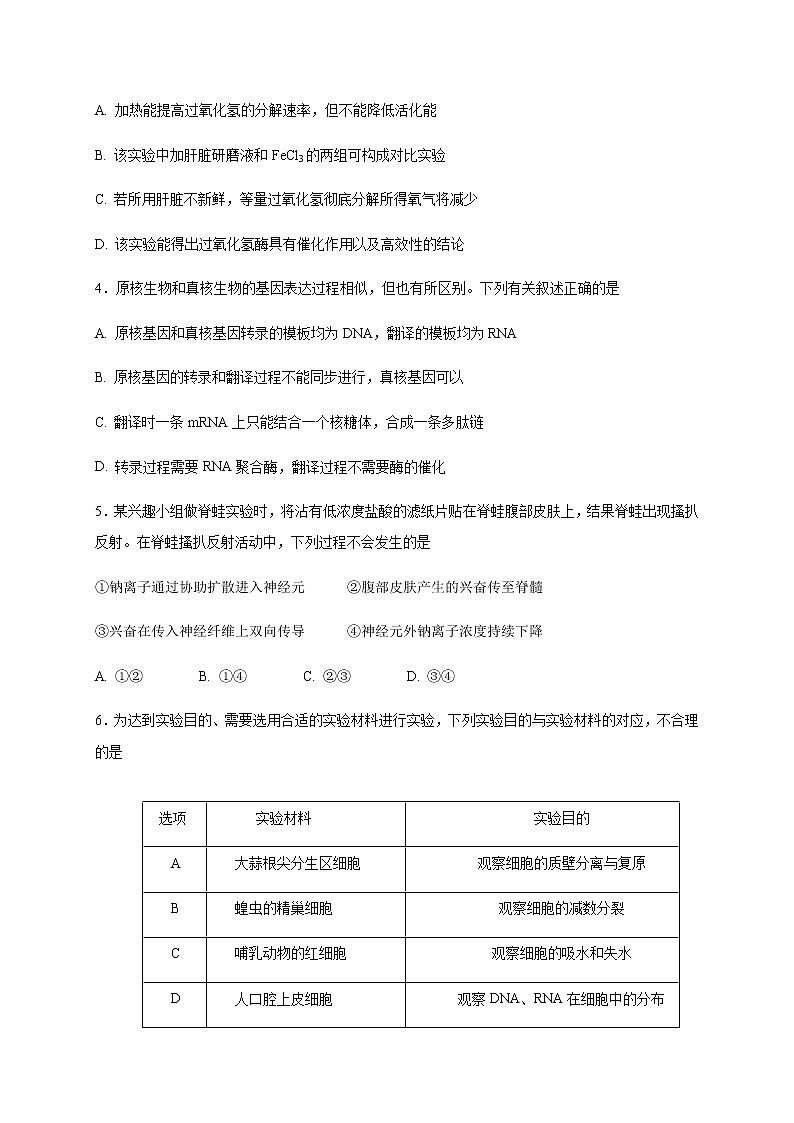 2021钦州一中高三开学摸底考试理科综合试题含答案第2页
