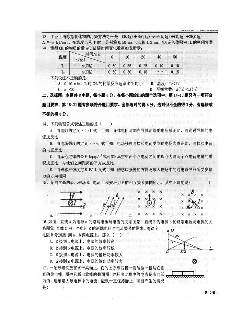 2020眉山车城中学高二12月月考理科综合试题扫描版含答案第3页