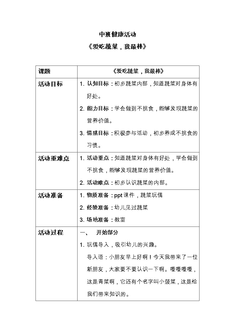 中班健康活动《爱吃蔬菜，我最棒》教案＋课件01