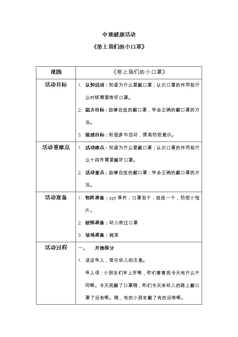 中班健康活动《戴上我们的小口罩》课件＋教案01