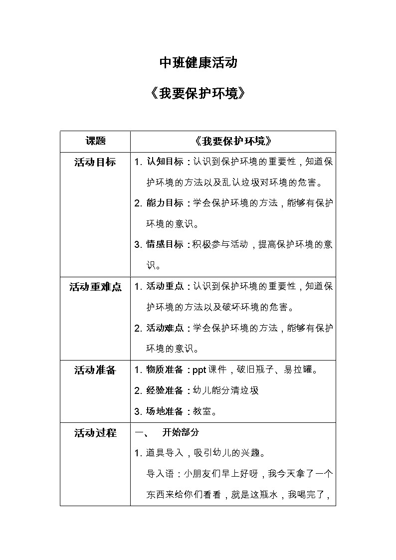 中班健康活动《我要保护环境》课件＋教案01