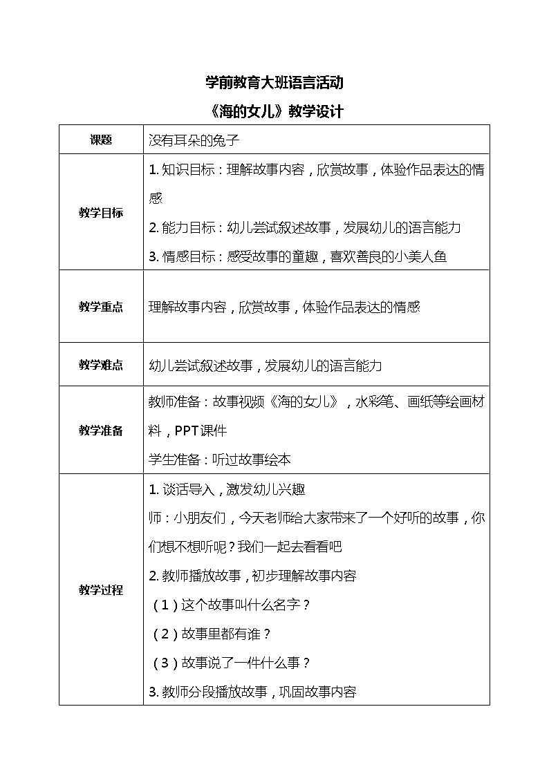 大班语言活动《海的女儿》课件PPT＋教案01