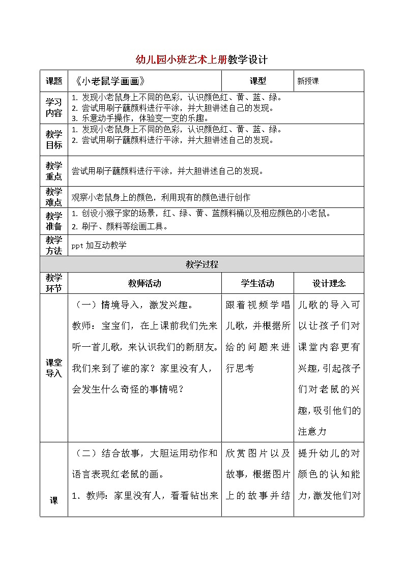 小班艺术《小老鼠学画画》课件＋教案01