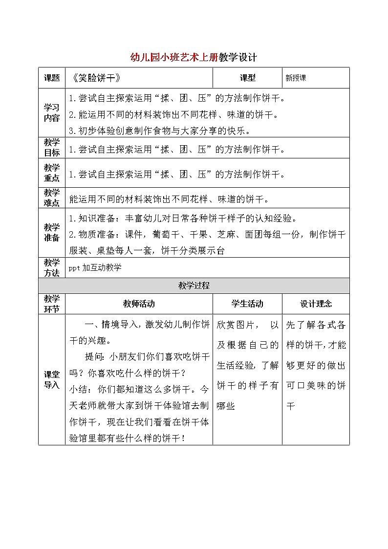 小班艺术《笑脸饼干》课件＋教案01
