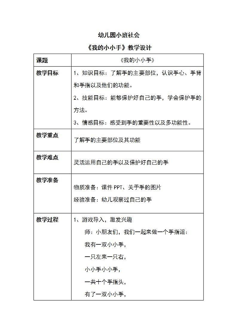小班社会《我的小小手》课件+教案01