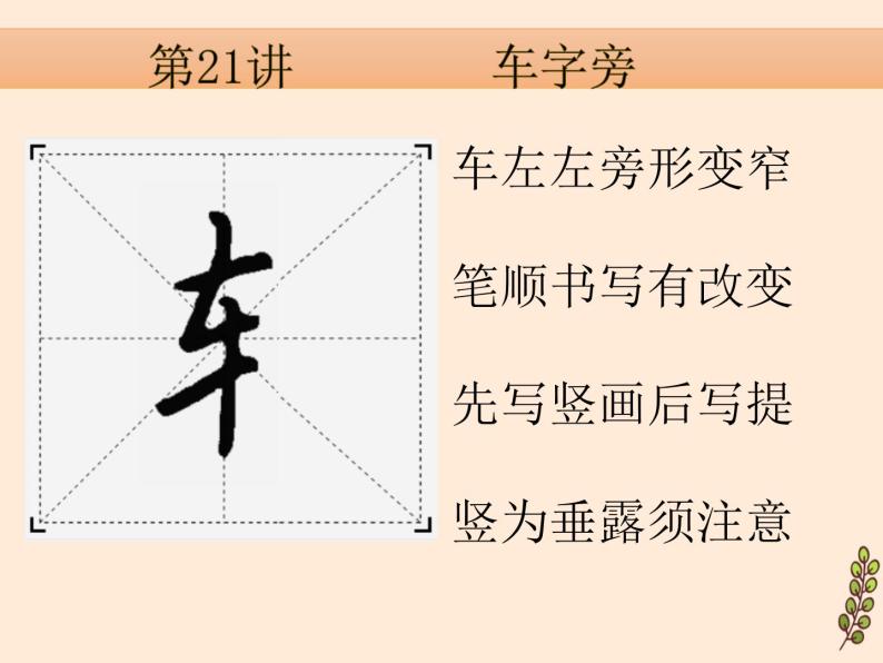 硬笔偏旁--21、22(女字旁、车字旁) 课件PPT-教习网|课件下载
