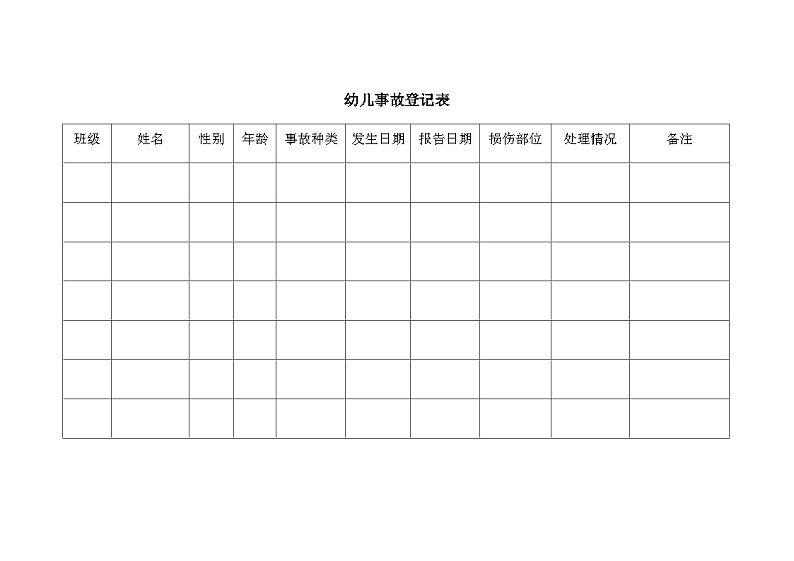幼儿事故登记表 学案01