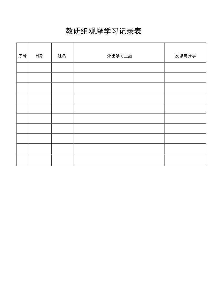 教研组观摩学习记录表 学案01