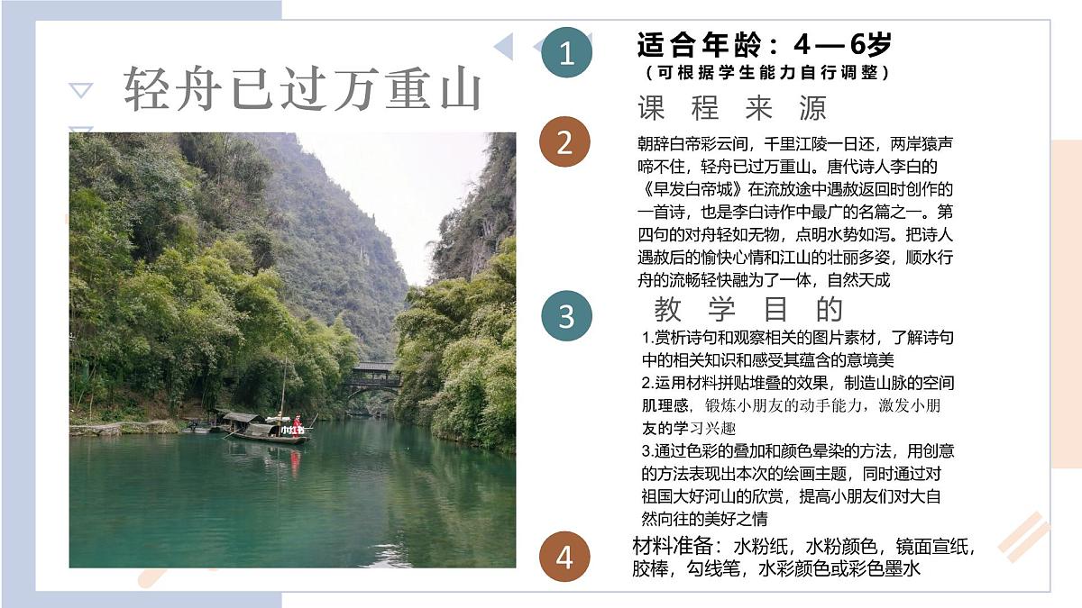学前教育大班《轻舟已过万重山》课件第2页