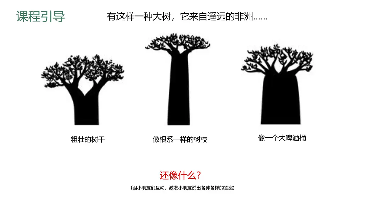 学前教育大班《轮廓塑造猴面包树屋》课件第5页