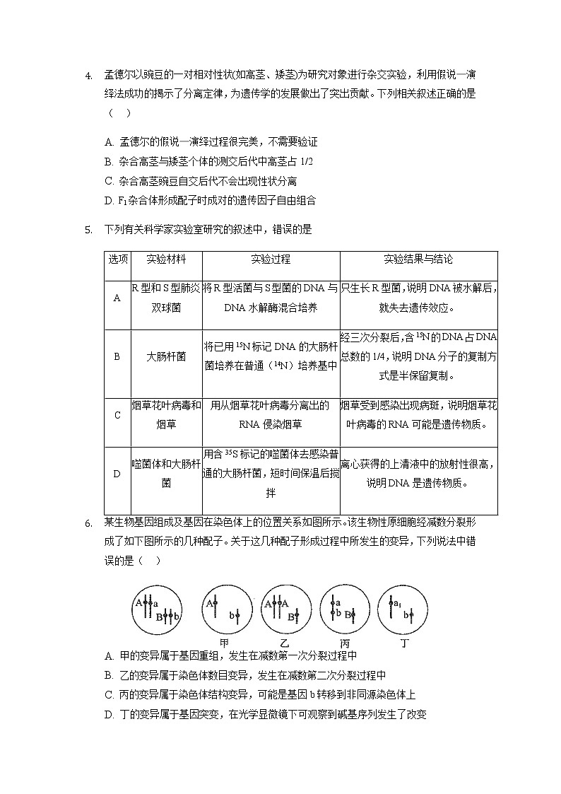 2022滁州定远育才学校高三上学期开学摸底考试生物试题含答案第2页