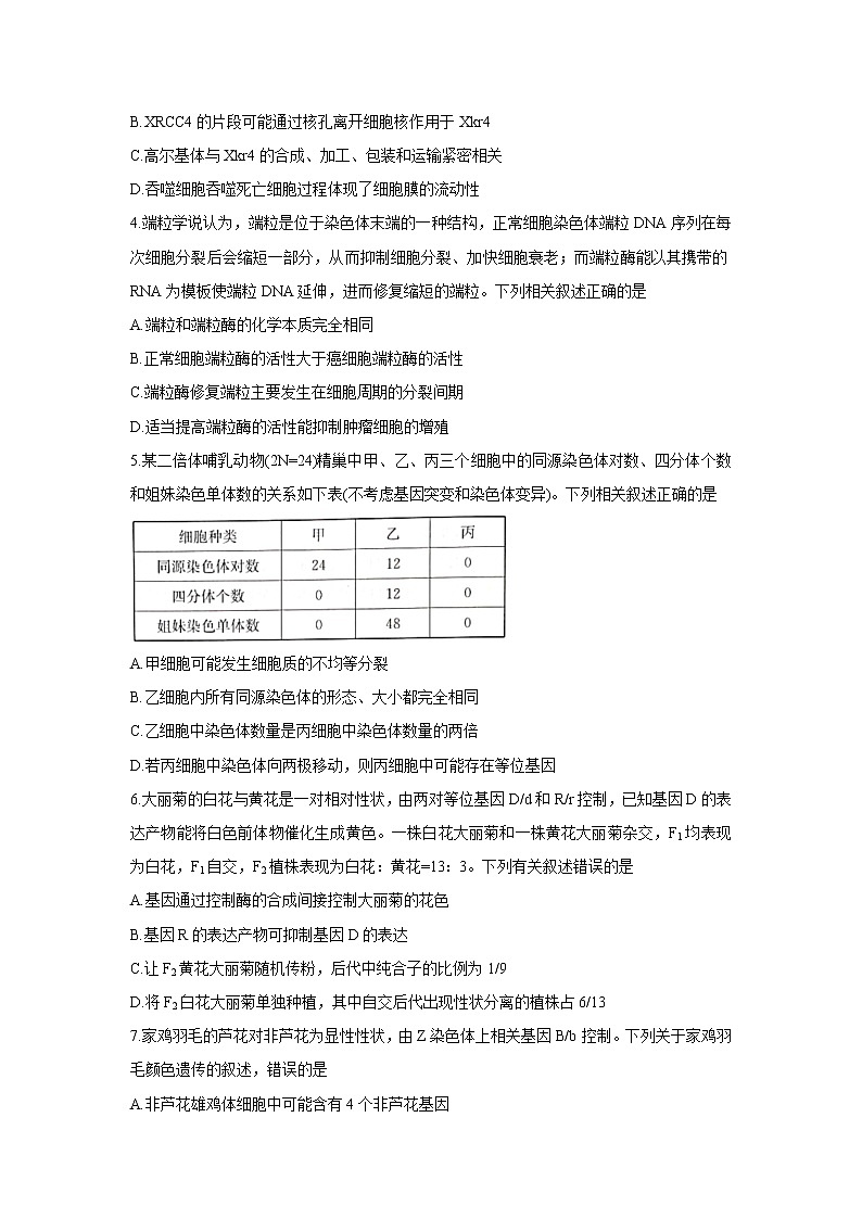 2022湖北省部分重点中学高三上学期开学联考生物含答案第2页