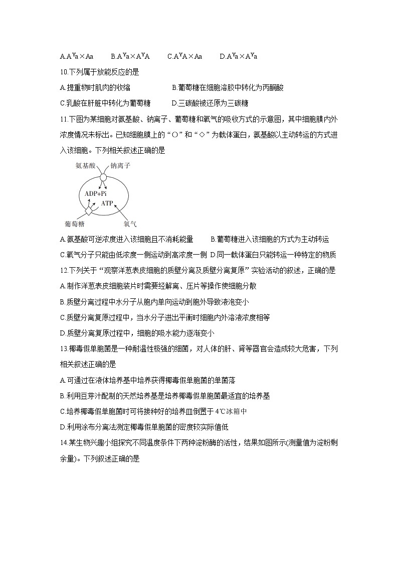 2022浙江省百校高三上学期秋季开学联考生物含答案第3页