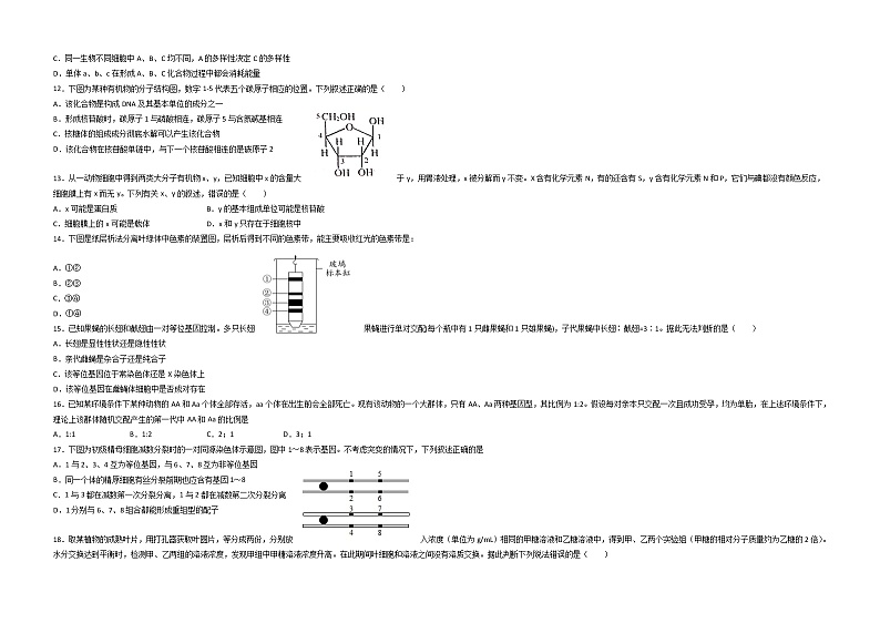 江西省铜鼓中学2020-2021学年高二上学期开学考（非实验班）生物试题第3页