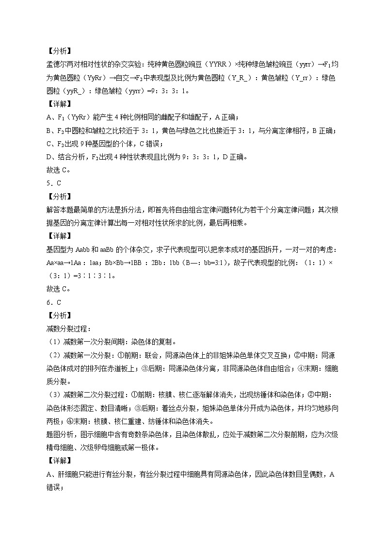 江西省铜鼓中学2020-2021学年高二上学期开学考（非实验班）生物试题答案第2页