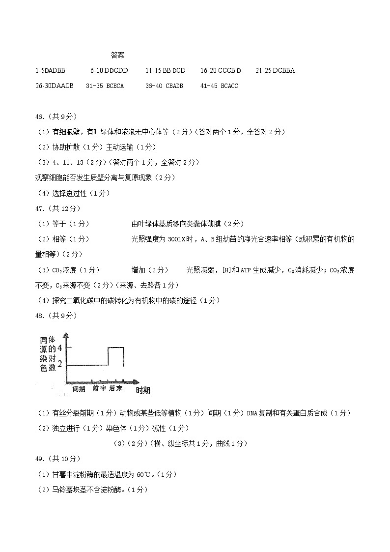 黑龙江省双鸭山市第一中学2022-2023学年高三上学期开学考试生物答案第1页