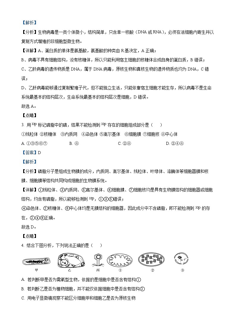 天津市咸水沽第一中学2023届高三上学期开学考试生物试题含答案第2页