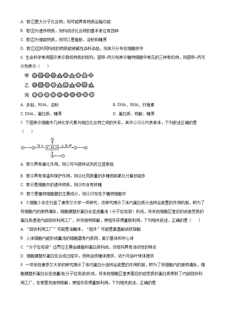 天津市咸水沽第一中学2023届高三上学期开学考试生物试题第2页