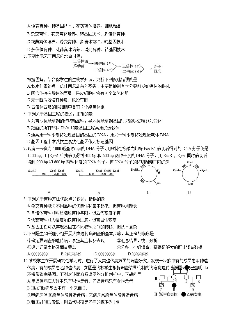 四川省绵阳市南山中学2020-2021学年高二下学期开学考试生物试题第2页